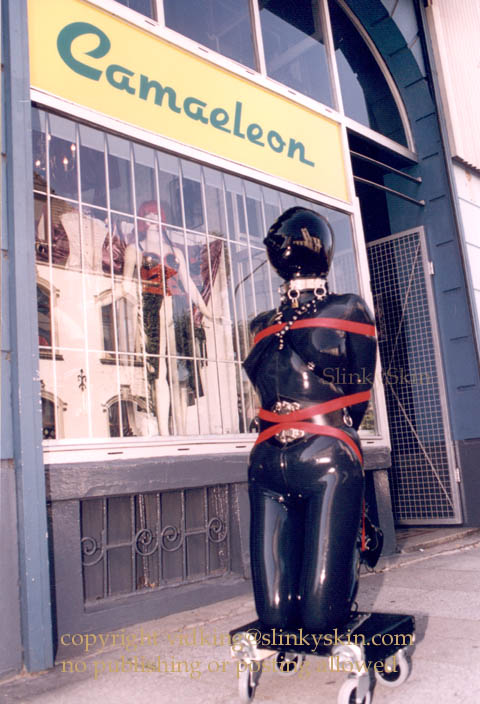 Posing outside the Cameleon Shop